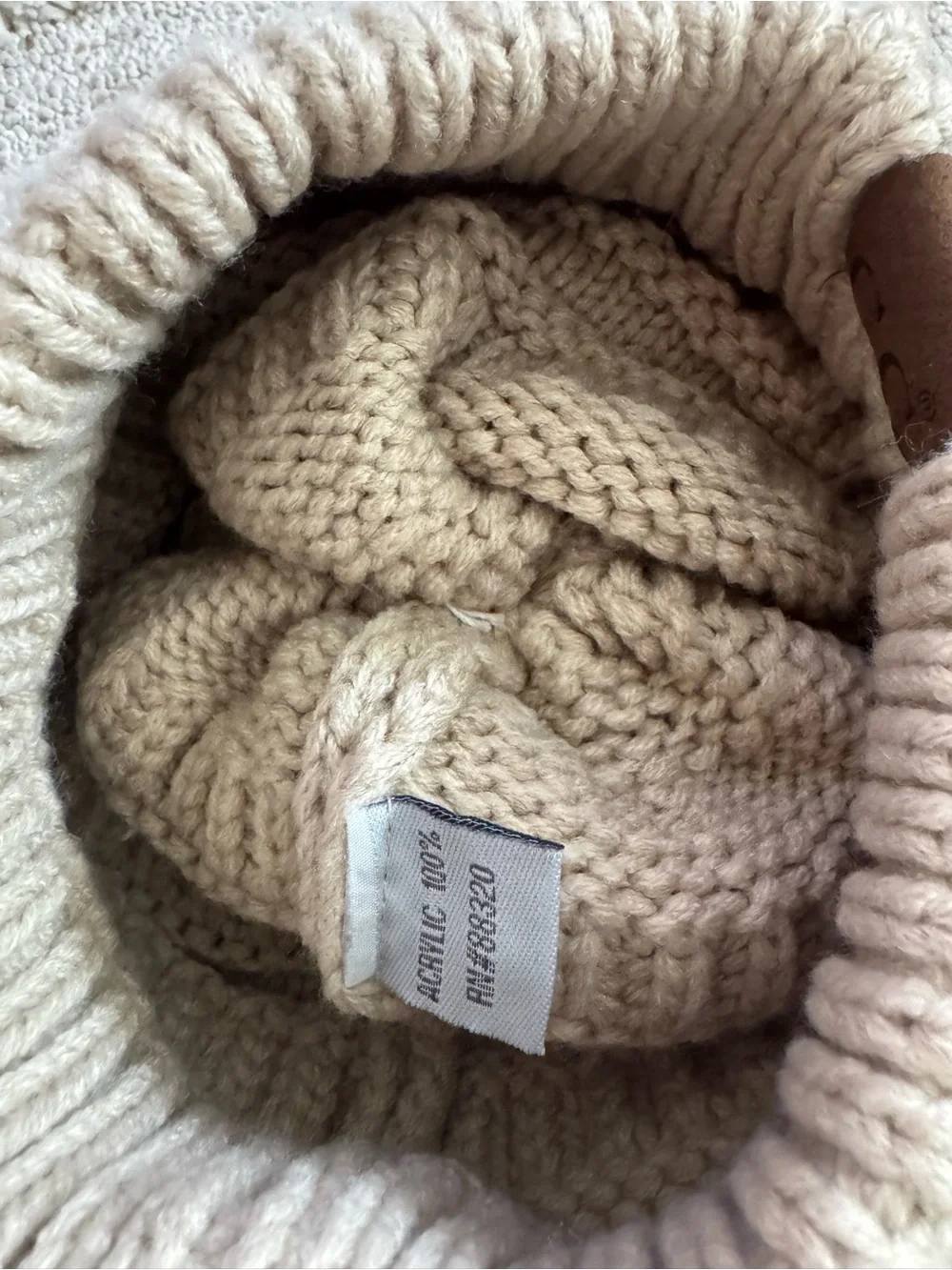 C.C Women’s Knit Pom Beanie in Cream with Faux Fur